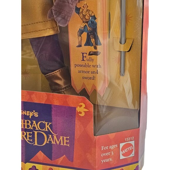 Disney The Hunchback Of Notre Dame Phoebus Poseable Action Figure With Armor & S - Picture 8 of 8